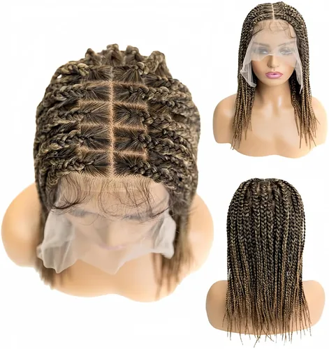 Miniatura 26 de PIB Peluca de encaje completo individual de 12 pulgadas, diseño de Passion Twist con raya cuadrada, pelucas trenzadas sin nudos para mujeres negras