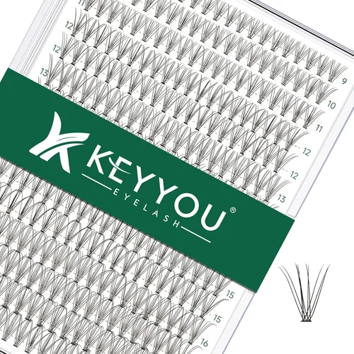 Miniatura 19 de Kit de extensión de pestañas DIY KEYYOU 300 piezas, kit de racimos de pestañas con removedor de pegamento y aplicador, fácil de usar