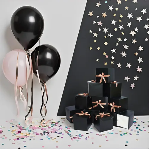 Miniatura 8 de 12 cajas de regalo de Navidad con tapas, cajas negras para cumpleaños, bodas, día de San Valentín, Navidad, aniversario (negro, 4 x 4 x 4 pulgadas)