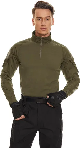 Miniatura 44 de TACVASEN Camisa táctica de manga larga para hombre, con cremallera de 1/4, con bolsillos, para paintball, militar, Airsoft, transpirable