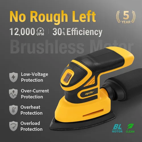 Miniatura 3 de Lijadora de detalles inalámbrica sin escobillas compatible con batería Dewalt de 20 V MAX (solo herramienta), lijadora de esquina ligera con caja