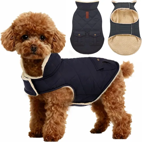 Miniatura 8 de ASENKU Abrigo cálido de invierno para perro, abrigo impermeable para el clima frío, chaqueta de vellón para perros con forro de felpa ultra grueso