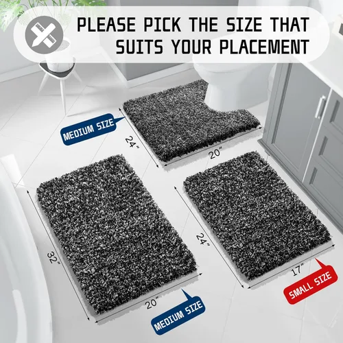 Miniatura 2 de Yimobra Juego de 2 alfombras de baño, alfombra de baño suave y absorbente y alfombra de inodoro en forma de U con respaldo antideslizante, lavable a