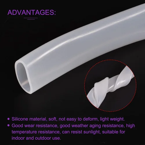 Miniatura 5 de DMiotech 7/8 "(22mm) ID 1 "(26mm) OD 3.3 pies tubo de silicona translúcido industrial tubo de silicona para bomba de aire de agua