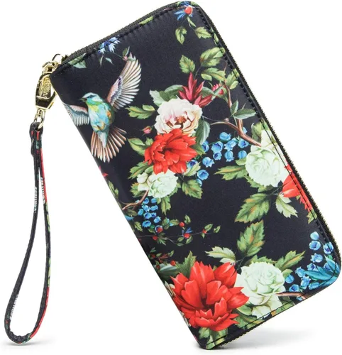 Miniatura 181 de Cartera de mano para mujer, estilo bohemio, con RFID, elegante, espaciosa con correa para viajes, capacidad para tarjetas, teléfono, dinero