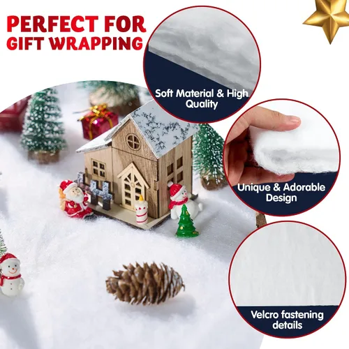 Miniatura 4 de JOYIN Rollo de manta de nieve de Navidad (15 pulgadas x 10 pies), 1 pieza para decoración de Navidad, exhibiciones de pueblo, debajo del árbol