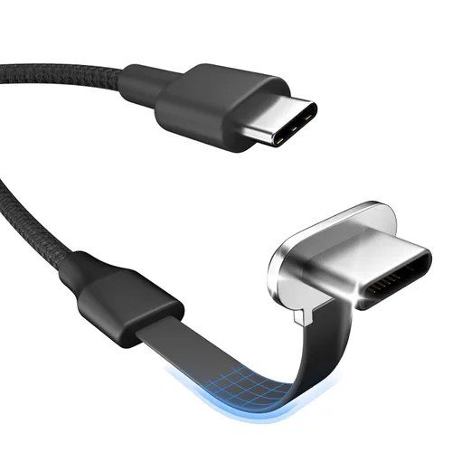 Miniatura 8 de Cable de carga USB C, paquete de 2 cables de carga tipo C de 1 pie y 60 W, puerto C plano de 90 grados, transferencia de datos de alta velocidad
