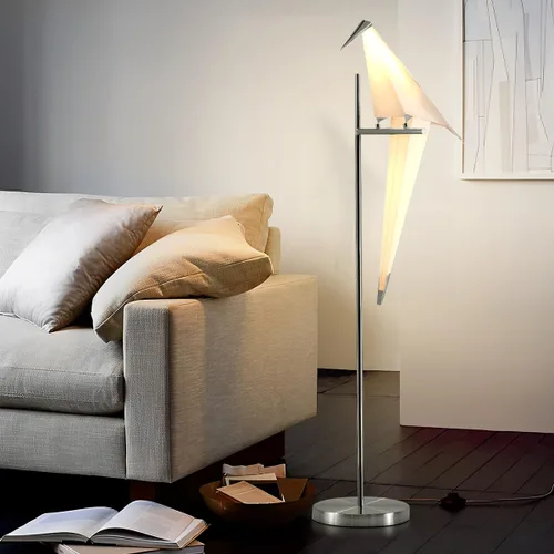 Miniatura 6 de Lámpara de pie LED moderna de 62 pulgadas con forma de pájaro para sala de estar, lámpara de pie plateada moderna con luz de piso de pájaro