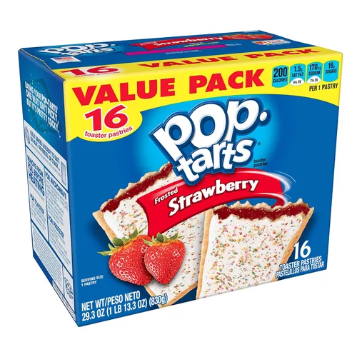 Pop-Tarts Pasteles para tostadora de desayuno, sabor fresa esmerilada, paquete económico, 29.3 onzas (16 unidades)