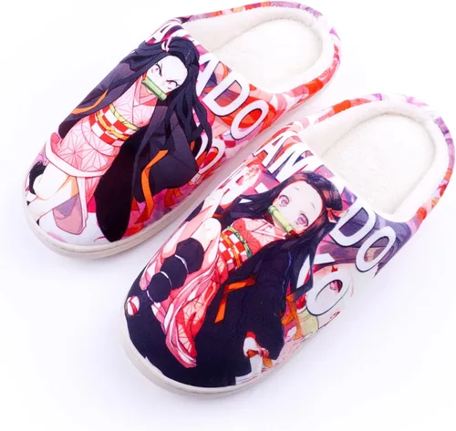 Miniatura 4 de Roffatide Anime Demon Slayer Fuzzy Slippers House Open Back Slippers Closed Toe Slippers Lightweight Rubber Sole Slippers