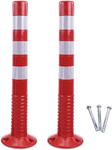 HAIXHX Delineador de plástico, bolardo de seguridad de tráfico, cono de seguridad reflectante desplegable de plástico flexible para control de Rojo