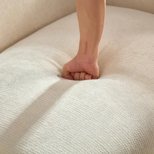 Miniatura 8 de Sofá moderno de 82 pulgadas con patas de metal, sofá boucle tapizado, sofás de lujo con asiento profundo de 3 plazas, sofá alto y minimalista