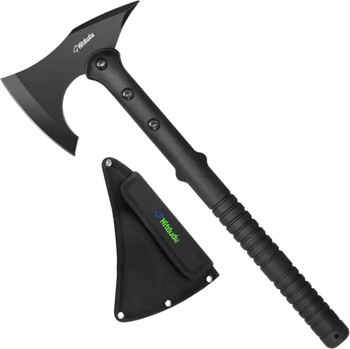 Miniatura 9 de Hitdudu - Hacha de camping, hacha de lanzamiento de supervivencia con funda, tomahawk táctico con punta, mango de fibra de nylon para supervivencia