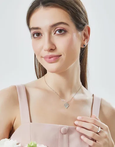 Miniatura 58 de MomentWish Collar de corazón para mujer, moissanita, diamante de imitación, plata de ley 925