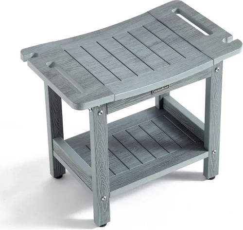 Miniatura 8 de Banco de ducha para afeitarse las piernas, taburete de ducha impermeable para ducha interior con asas y soporte para cabezal de ducha, silla de Negro