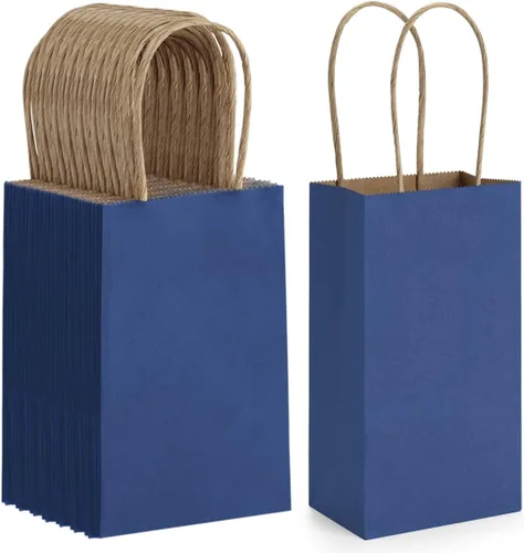 BagDream Paquete de 100 bolsas pequeñas de papel kraft de 3.5 x 2.4 x 6.7 pulgadas con asas, bolsas de regalo a granel, minibolsas de regalo para