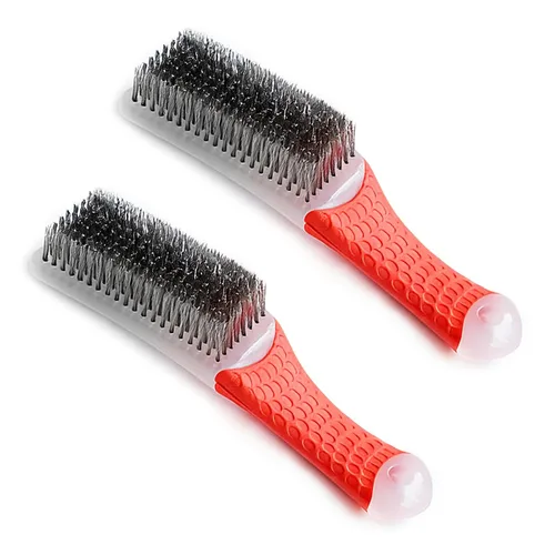 Miniatura 6 de 1 cepillo de acero azul de acero resistente al carbono y alambre de acero inoxidable Scratch Brush con mango ergonómico de goma