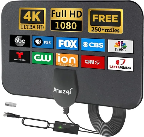Antena de TV – Antena de TV para interiores mejorada 2025 de más de 380 millas de largo alcance, antena de TV digital Freeview compatible con todos