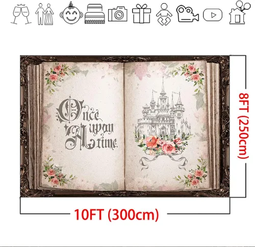 Miniatura 4 de Mocsicka Fondo de libros de cuentos de hadas florales, Érase una vez, castillo antiguo, fondo de princesa, libro mágico de apertura antigua, boda
