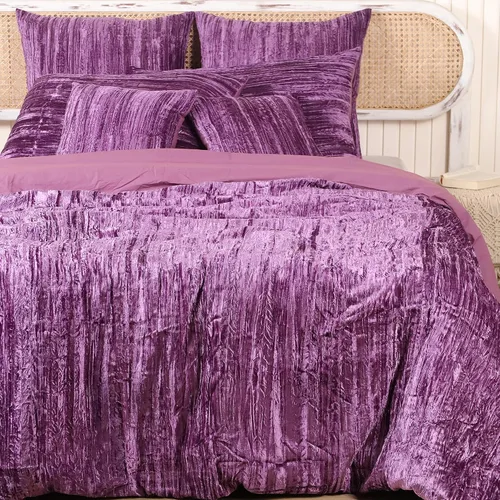 Miniatura 21 de Sophia-Art - Juego de 3 piezas de ropa de cama de terciopelo de rayón ultra lujo, funda de edredón boho de un solo color, funda de colcha