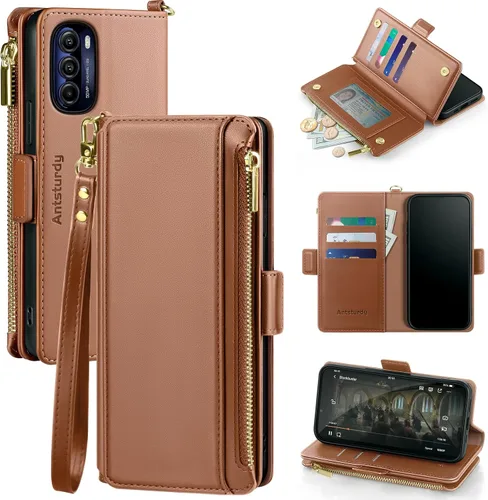 Miniatura 9 de Antsturdy Funda compatible con Motorola Moto G Stylus 5G 2022 con tarjetero para mujeres y hombres, funda para teléfono con bloqueo RFID, piel