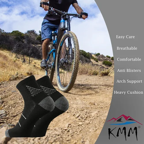 Miniatura 5 de KMM Calcetines tobilleros de lana merino de corte bajo para hombre, ligeros, con un cuarto de amortiguación, anti ampollas, senderismo, senderismo