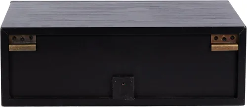 Miniatura 7 de Kate and Laurel Ori Modern Cane - Mesa auxiliar flotante de bastón, 18 x 13 x 6 pulgadas, color negro, estante de pared de ratán montado con cajón