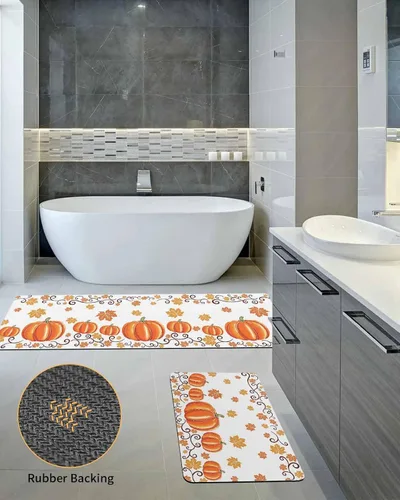 Miniatura 5 de Tapete de baño de calabaza naranja para bañera, antideslizante, de secado rápido y absorbente, tierra de diatomeas, fregadero de ducha, lavable