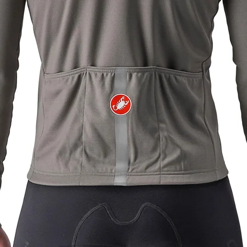 Miniatura 3 de Castelli Camiseta Fondo 2 FZ para hombre, manga larga con aislamiento polar, con cremallera y cuello alto para ciclismo de carretera y grava I