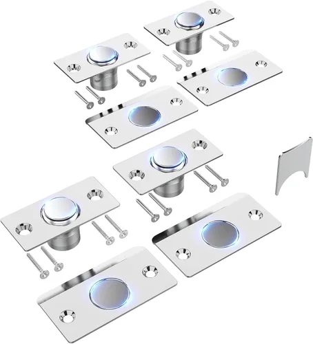 Miniatura 12 de Mousike Accesorios para atrapar bolas de puerta, cierre magnético oculto ajustable, placa de golpeo de acero inoxidable con fuerte succión, Negro