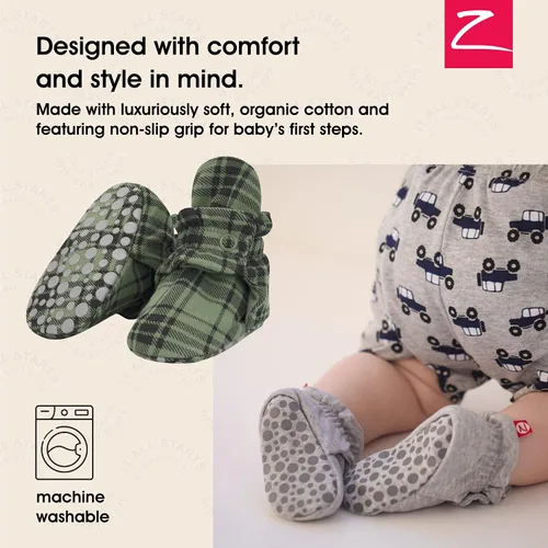 Miniatura 2 de Zutano - Botines de algodón orgánico para bebés de suela antideslizante suave calzado suave fácil de poner