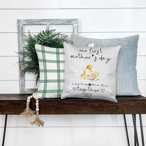 Miniatura 4 de Duck Mothers Day, Personalised Pillow Case Decor for Home, Present for Mom, Grandmother, for Her