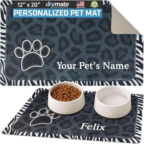 Miniatura 48 de Drymate Mantel individual personalizado para tazón de mascotas, tapete personalizado de alimentación de alimentos para perros y gatos, tela Lino