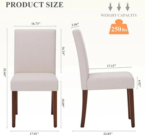 Miniatura 2 de MALOL Upholstered Dining Chairs Set of 2, Fabric Dining Room Chairs, Modern Wooden Dining Chair, Kitchen Side Chairs, Farmhouse Dinner Chair with
