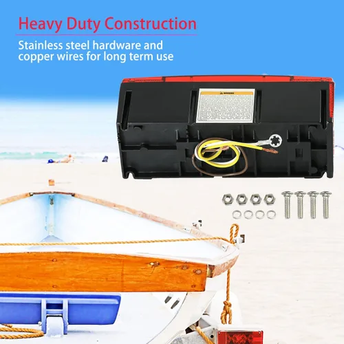Miniatura 3 de Wellmax Luces LED de remolque de 12 V, sumergibles e impermeables, de perfil bajo, luces traseras rectangulares para RV, marina, barcos, remolques