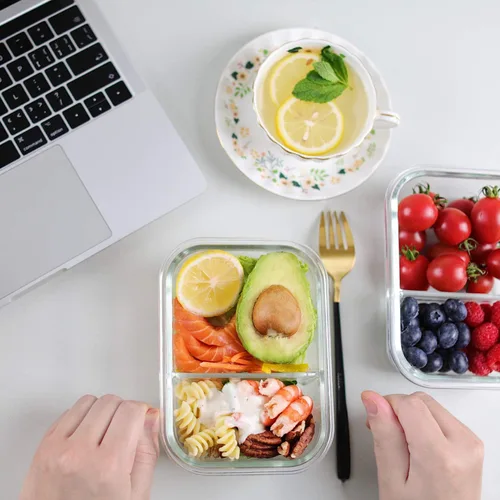 Miniatura 7 de Bayco - Paquete de 10 contenedores de vidrio para comidas preparadas de 2 compartimentos, contenedores de vidrio para almacenamiento de alimentos