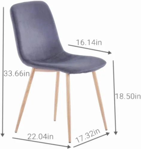 Miniatura 2 de Juego de 4 sillas de comedor de terciopelo, sillas de cocina modernas, patas de metal, sillas laterales tapizadas para comedor, sala de estar