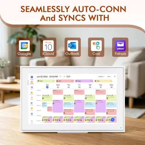 Miniatura 4 de Calendario digital de 15.6 pulgadas, calendario electrónico de tareas familiares, planificador semanal y mensual inteligente, pantalla táctil IPS