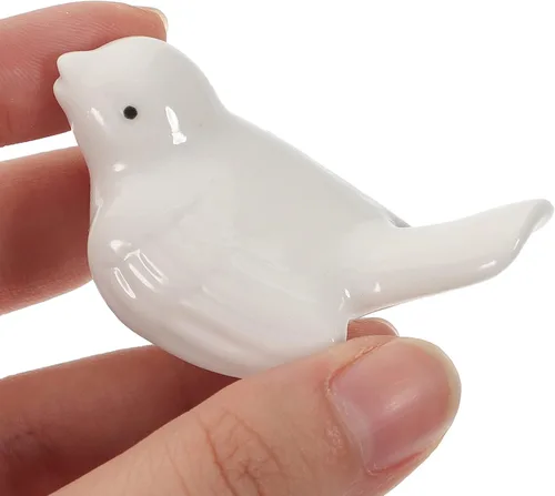 Miniatura 2 de Zerodeko Decoración de mesa de comedor de cerámica para palillos de pájaro, 6 piezas, lindo palillo en forma de pájaro, almohada soporte