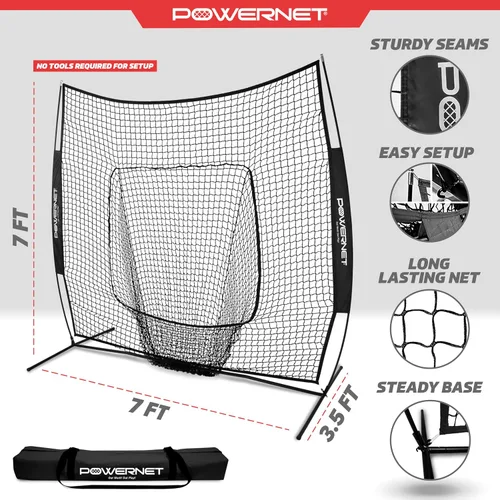 Miniatura 3 de PowerNet Baseball Softball Practice Net 7x7 with Baseball Accessories for Practice Pitching, Batting & Fielding, Ball Caddy, Weighted Baseballs, Tee