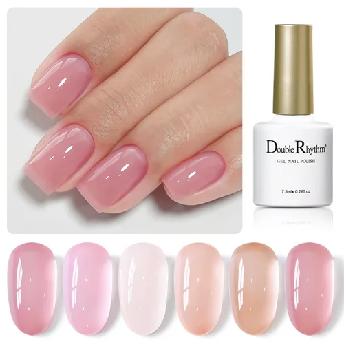 Miniatura 15 de Double Rhythm - Juego de esmaltes de uñas de gel de 6 colores Baby Light Pastel Milky, kit de iniciación para arte, bricolaje, salón, hogar