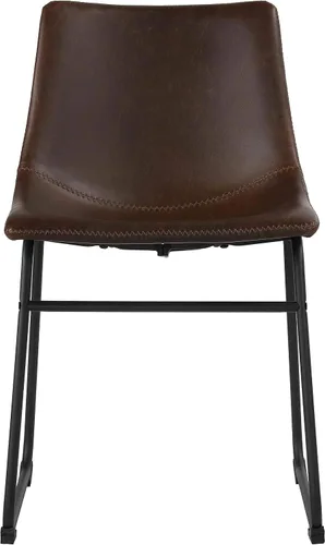 Miniatura 3 de Cortesi Home Casablanca - Silla de comedor de piel sintética marrón envejecida (juego de 2)