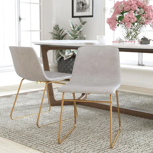 Miniatura 2 de Flash Furniture Butler LeatherSoft - Juego de 2 sillas de altura para mesa de comedor de 18 pulgadas, estilo moderno de mediados de siglo
