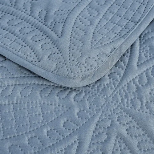 Miniatura 5 de Chezmoi Collection Austin - Juego de colcha tamaño matrimonial/doble, colcha de microfibra ligera acolchada Pinsonic de 3 piezas, color azul grisáceo