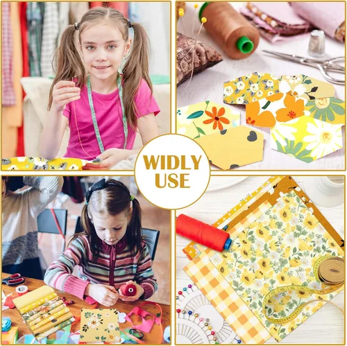 Miniatura 5 de Kinlop - 600 piezas de cuadrados de tela de algodón precortados de 4 x 4 pulgadas, cuadrados de acolchado con estampado floral para manualidades