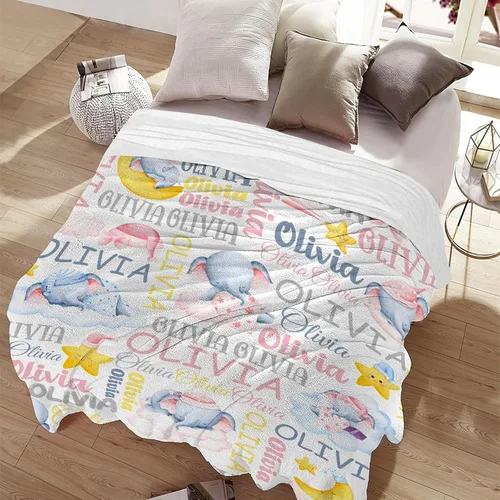 Miniatura 5 de Manta personalizada con nombre de bebé, regalo para bebés y niñas, manta de franela suave para recién nacidos, cómoda y acogedora manta de forro
