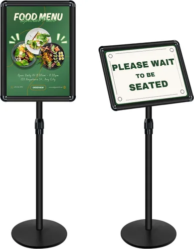 Miniatura 16 de Paquete de 6 soportes para letreros de pedestal de 11 x 17 pulgadas, soporte de exhibición ajustable para pedestal, soporte de aluminio para Negro