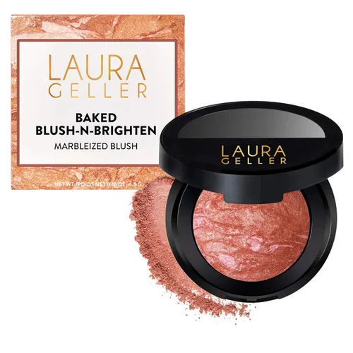 LAURA GELLER NEW YORK Blush-n-Brighten - Rubor horneado marmoleado para mejillas - Tono Pink Grapefruit (pomelo rosado), acabado satinado - Color 05