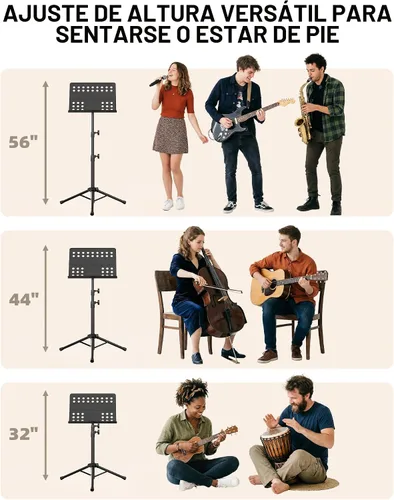 Miniatura 2 de Vekkia Atril para Partituras - Atril de Música Profesional Portátil de Metal Perforado con Bolsa de Transporte, Soporte de Música Plegable