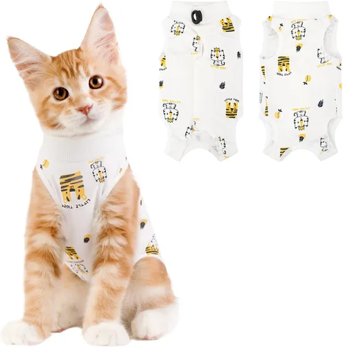 Miniatura 25 de Coppthinktu Traje de recuperación de gato para mujer, mameluco transpirable para después de la cirugía para heridas abdominales o enfermedades